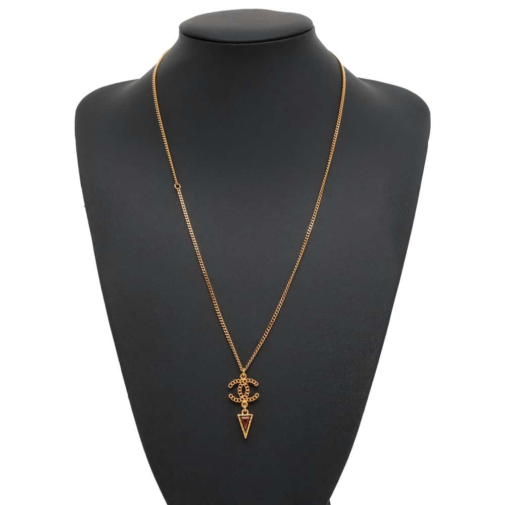 Chanel Arrow Triangle Swing Necklace Gold AB0263 Metal