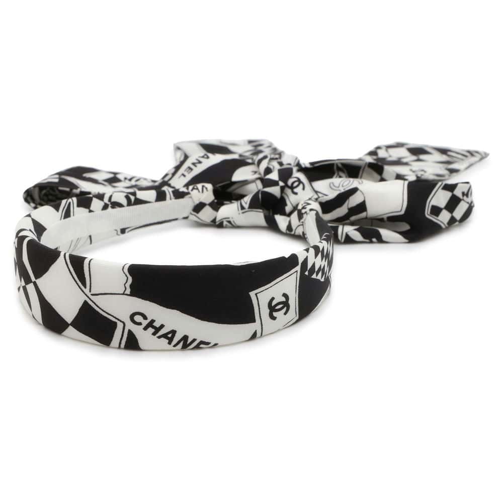 Chanel CC Logo Headband Black/White Silk100%