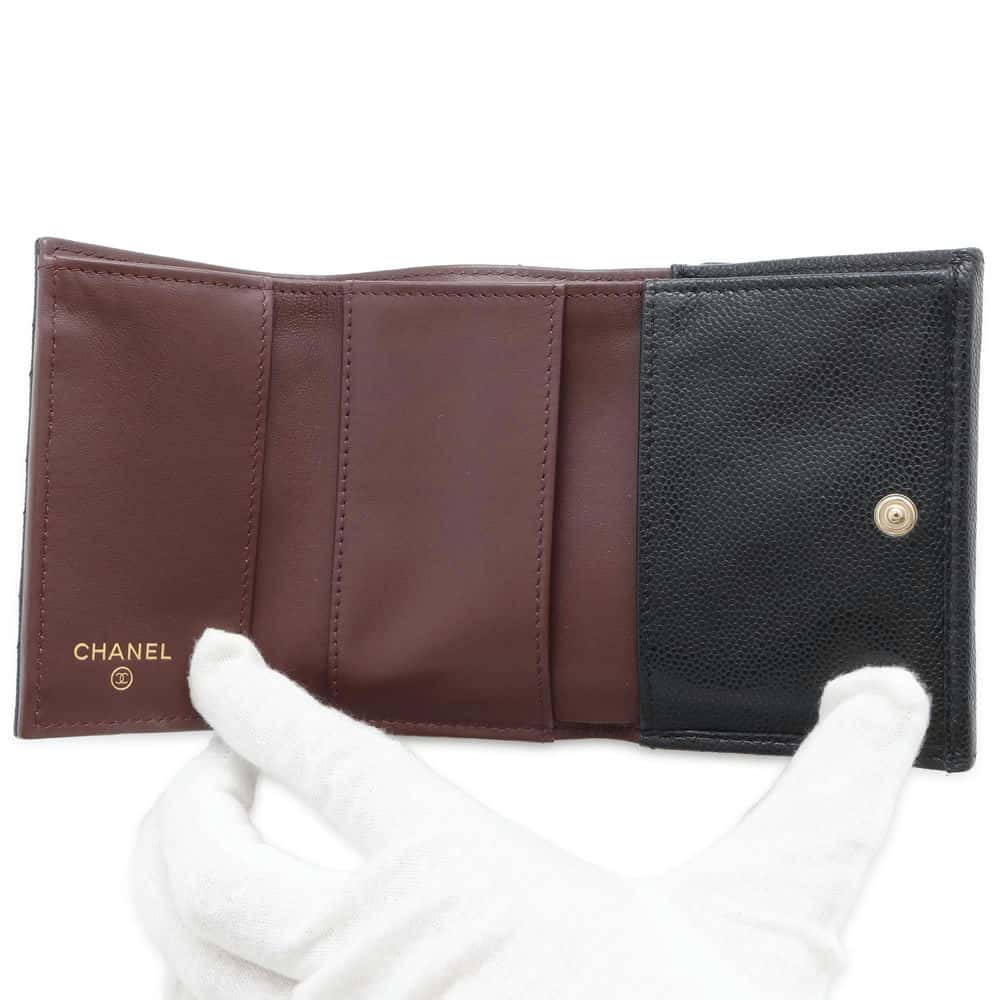 Chanel Matelasse Classic Small Flap Wallet Black AP0230 Caviar Leather