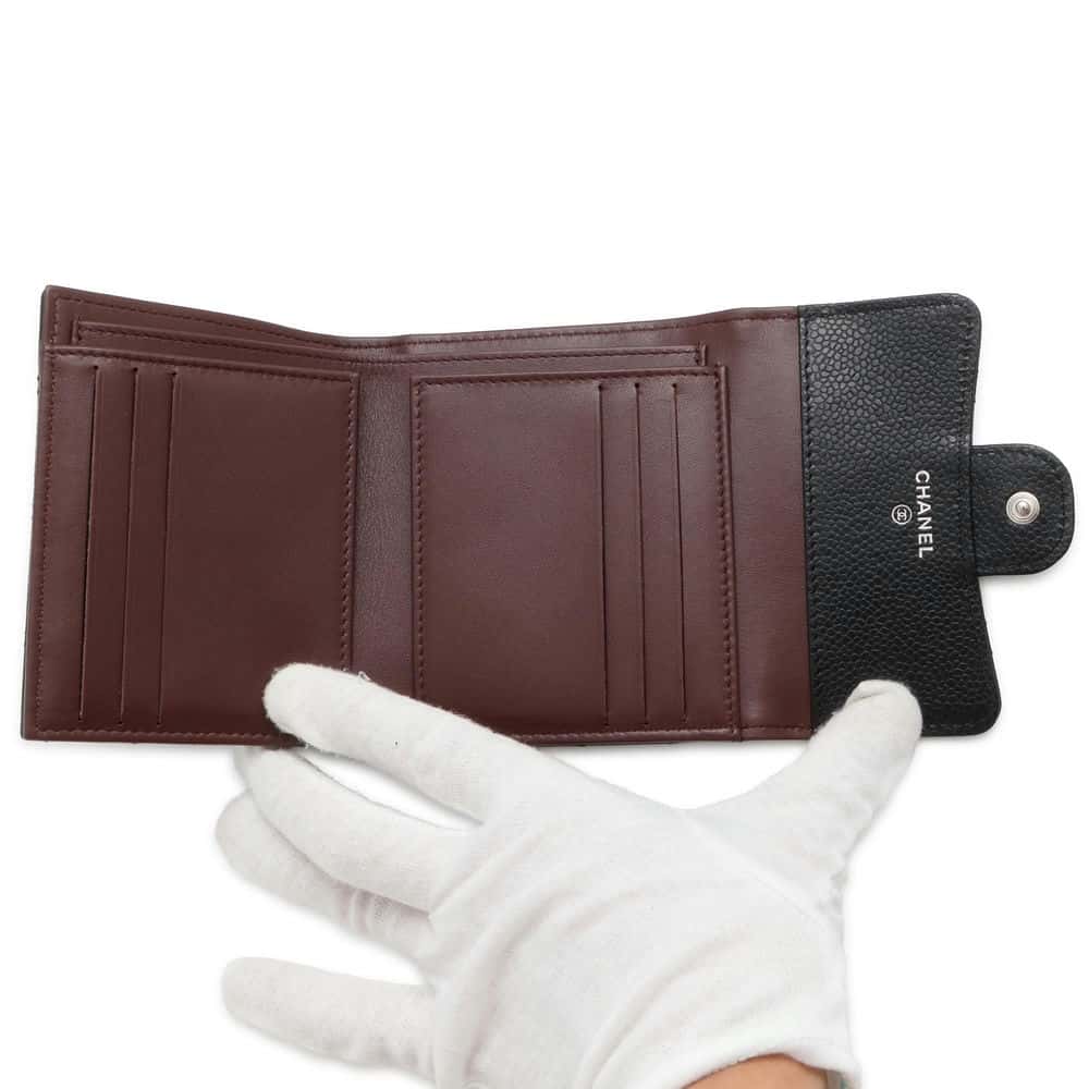 Chanel Matelasse Classic Small Flap Wallet Black AP0231 Caviar Leather
