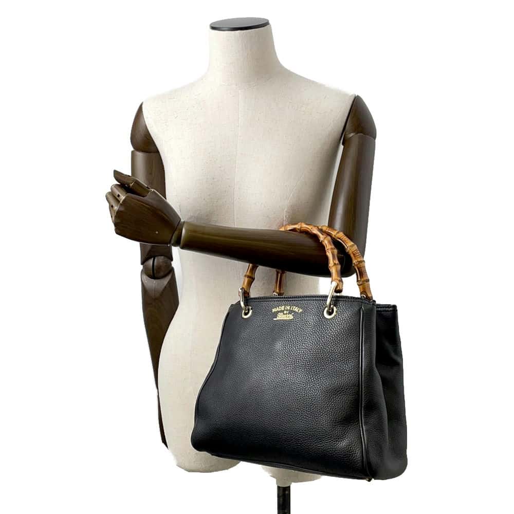GUCCI Bamboo Shopper Tote Black 336032 Leather
