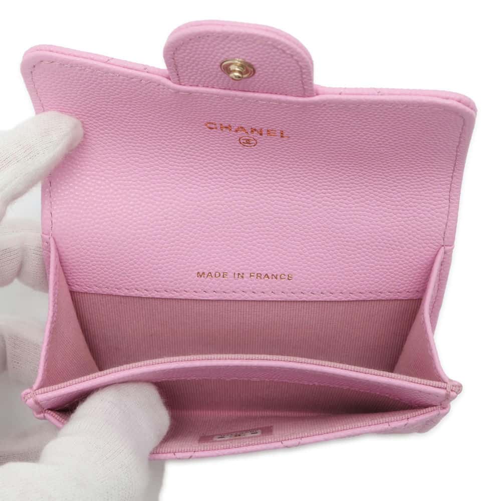 Chanel Matelasse Classic Flap Card Case Pink AP0214 Caviar Leather