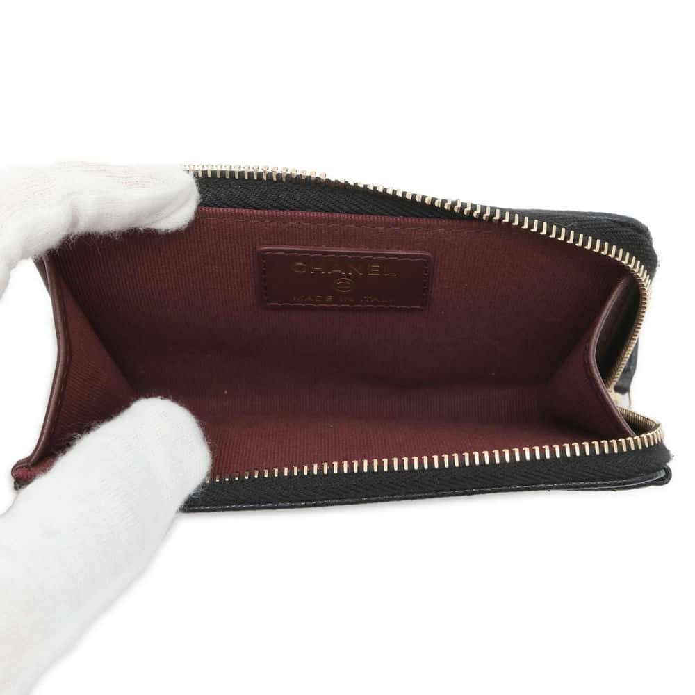 Chanel Matelasse Classic Zip Card Coin Purse Black AP3179 Soft Caviar Leather