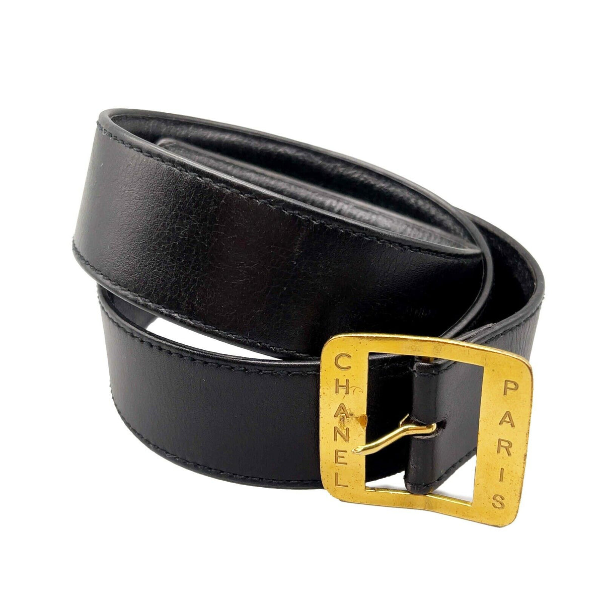 CHANEL - 03P Stamped PARIS Leather - Black - 32 - Belt