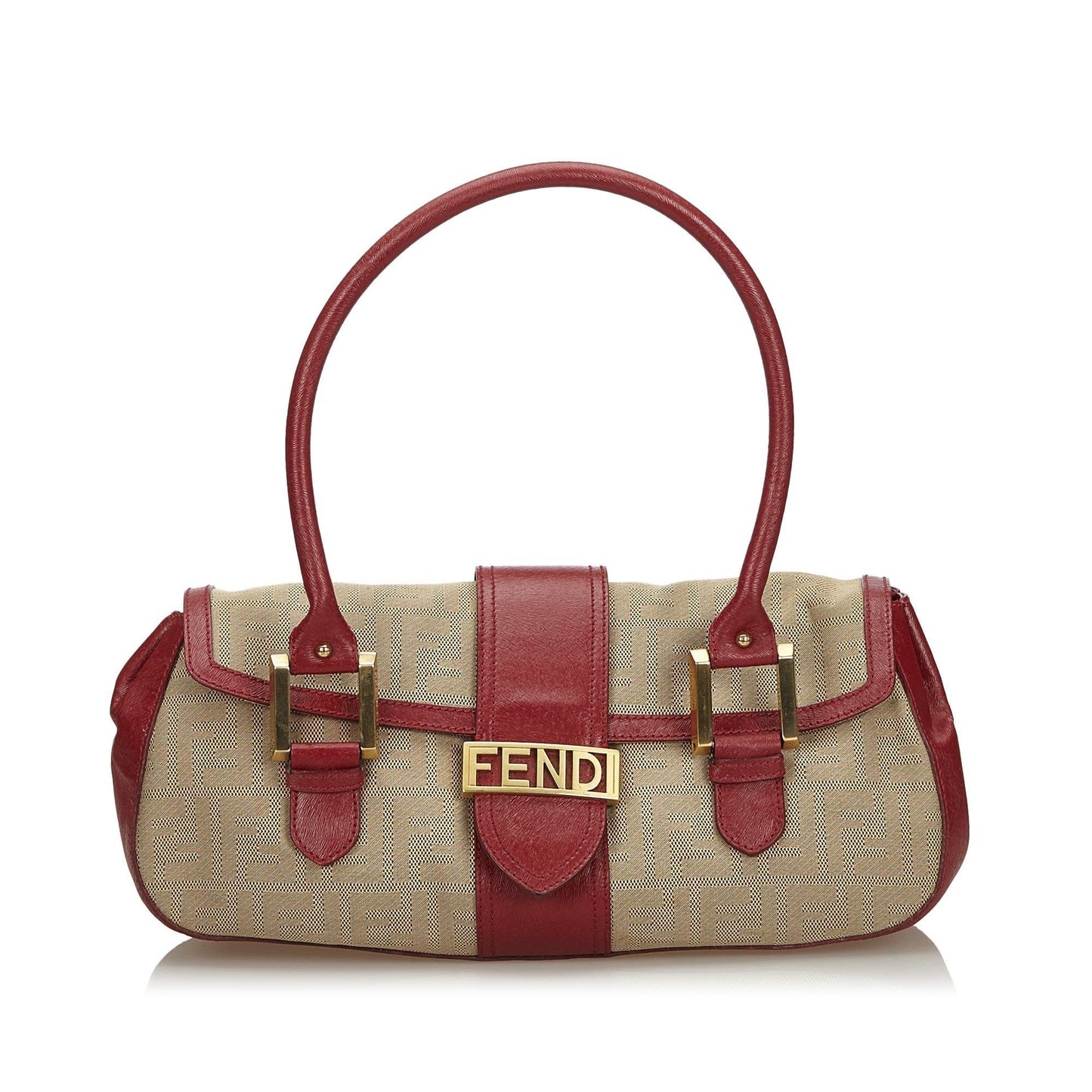 Fendi Brown Beige Canvas Fabric Zucca Handbag Italy