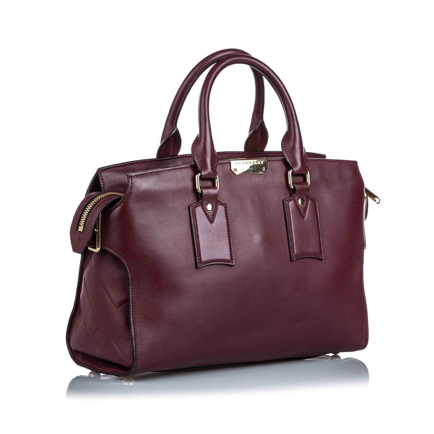 Burberry Red Maroon Others Leather Clifton Satchel United Kingdom