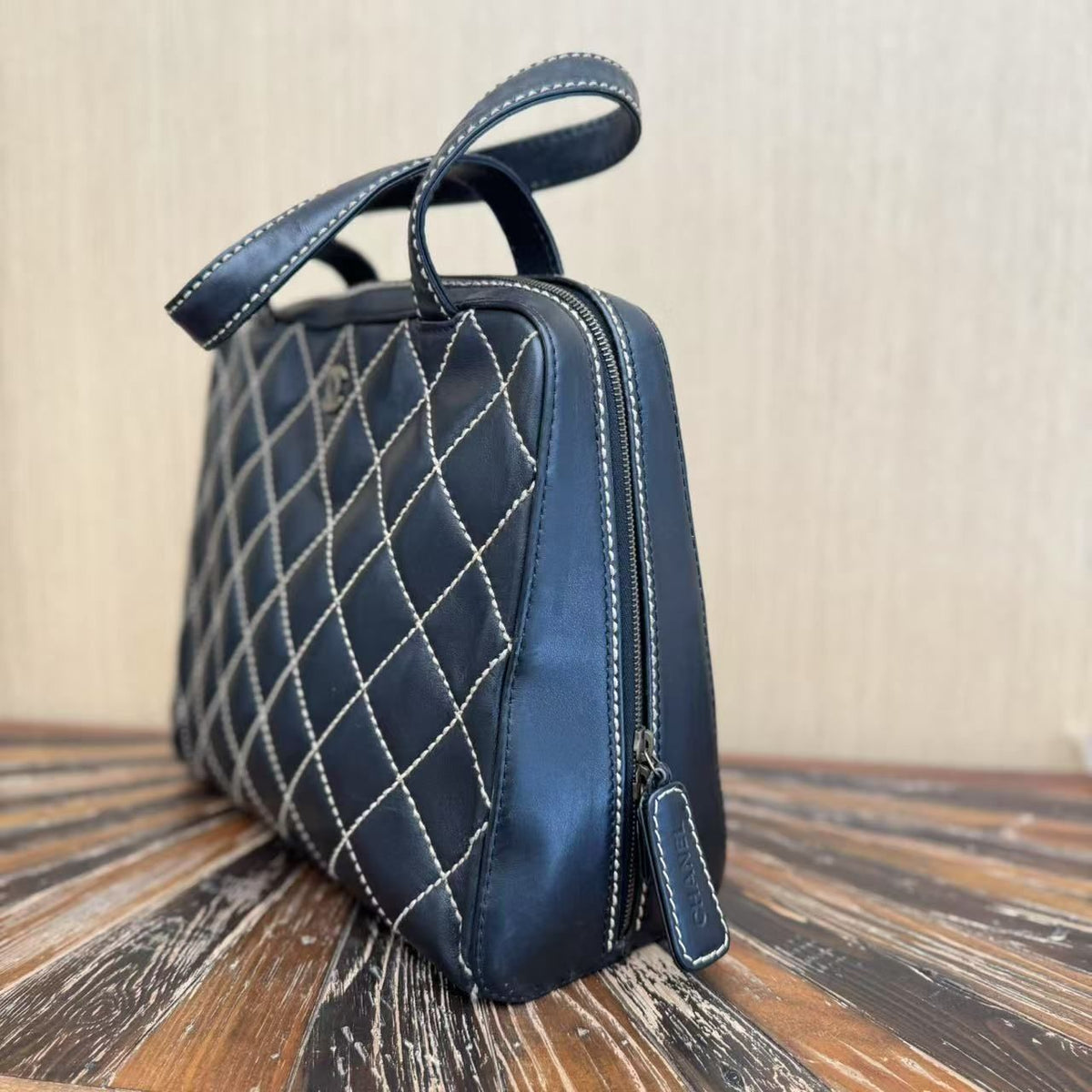 Chanel Surpique Bowler Bag - Black Handle Bags, Handbags