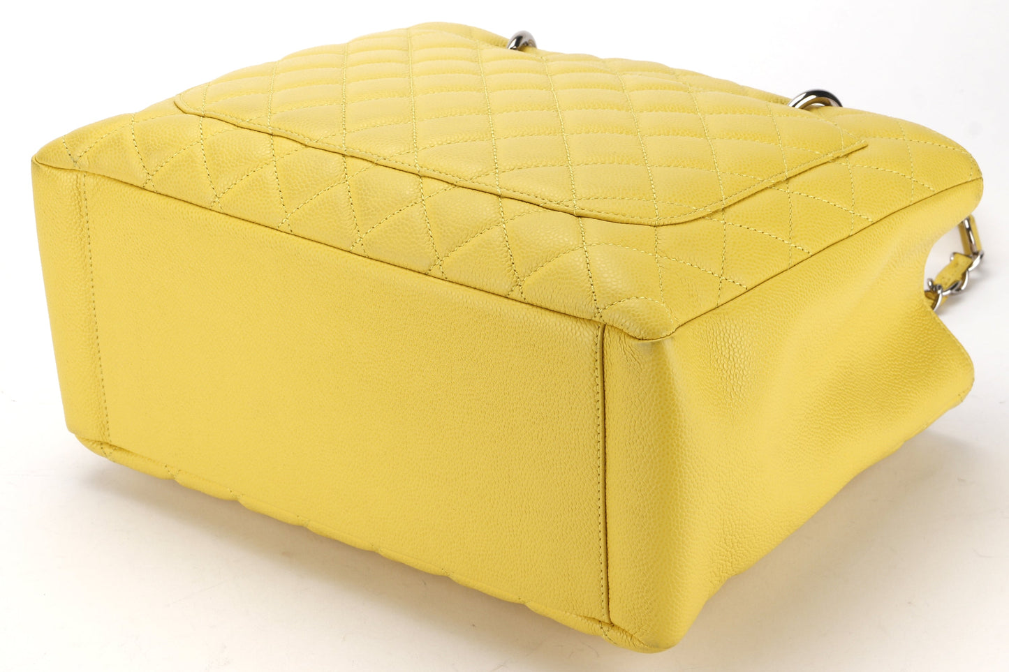 CHANEL GST (1318xxxx) YELLOW CAVIAR LEATHER SILVER HARDWARE, WITH & DUST COVER