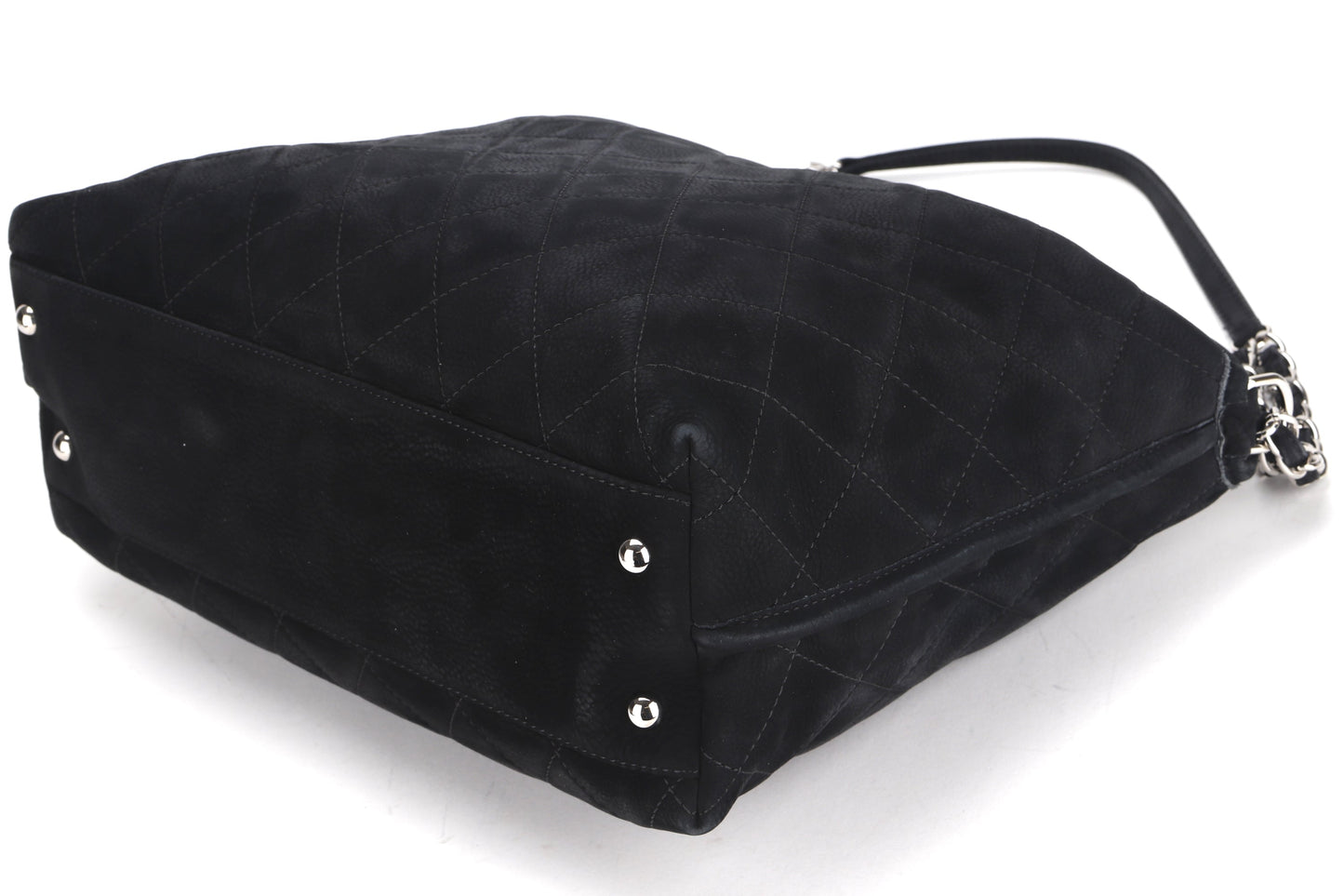 CHANEL FRENCH RIVIERA BAG (1598xxxx) BLACK QUILTED SUEDE SILVER HARDWARE, WITH & DUST COVER