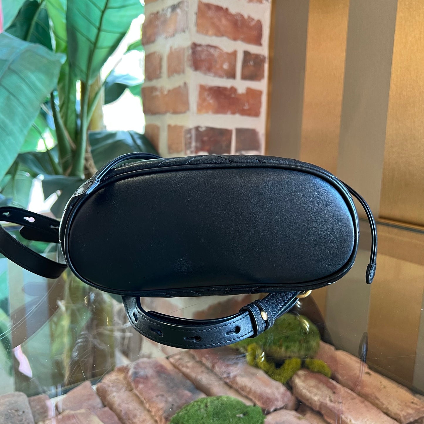 GUCCI GG Marmont Black Calfskin Matelassé Flap Backpack