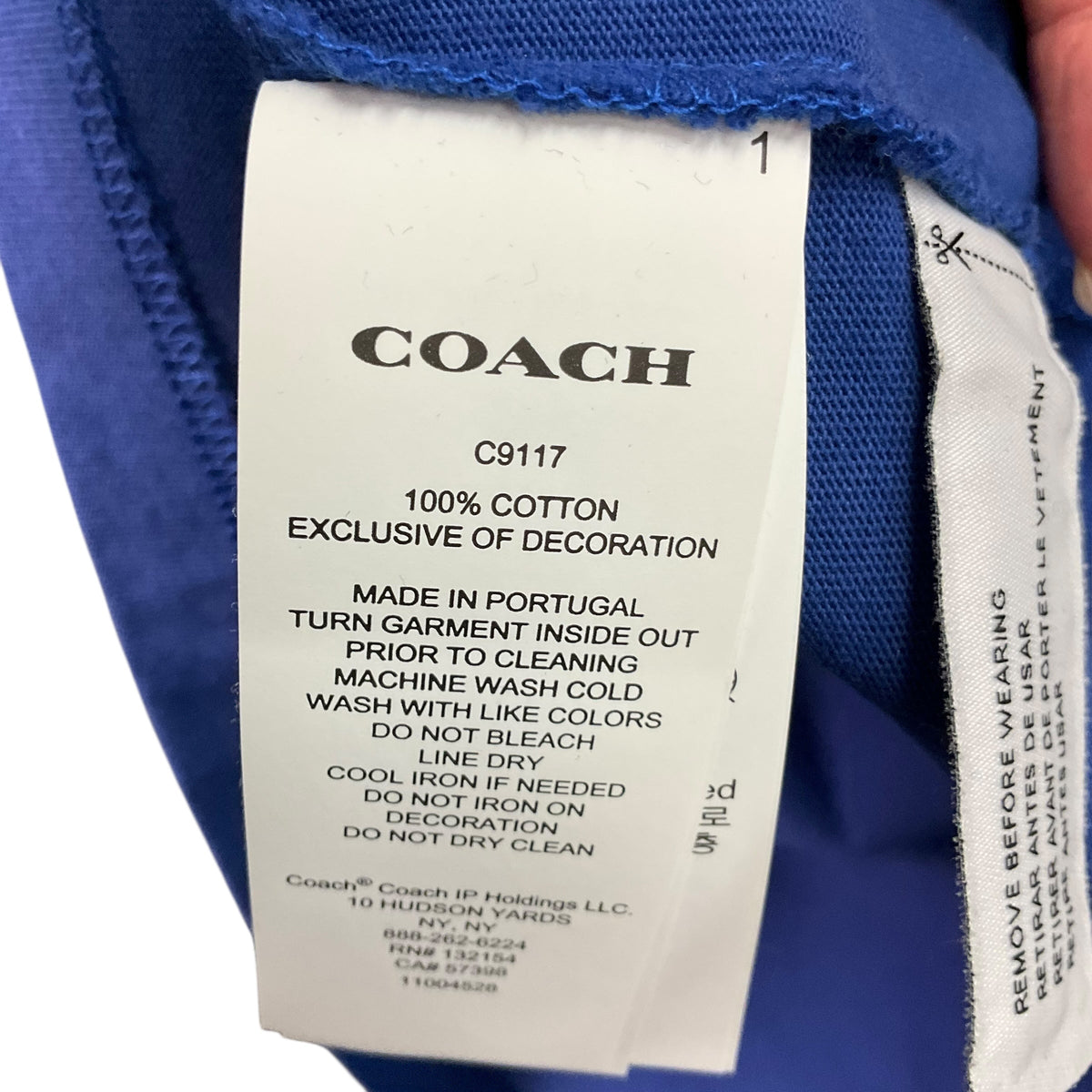Top Short Sleeve Designer By Coach In Blue, Size: S
