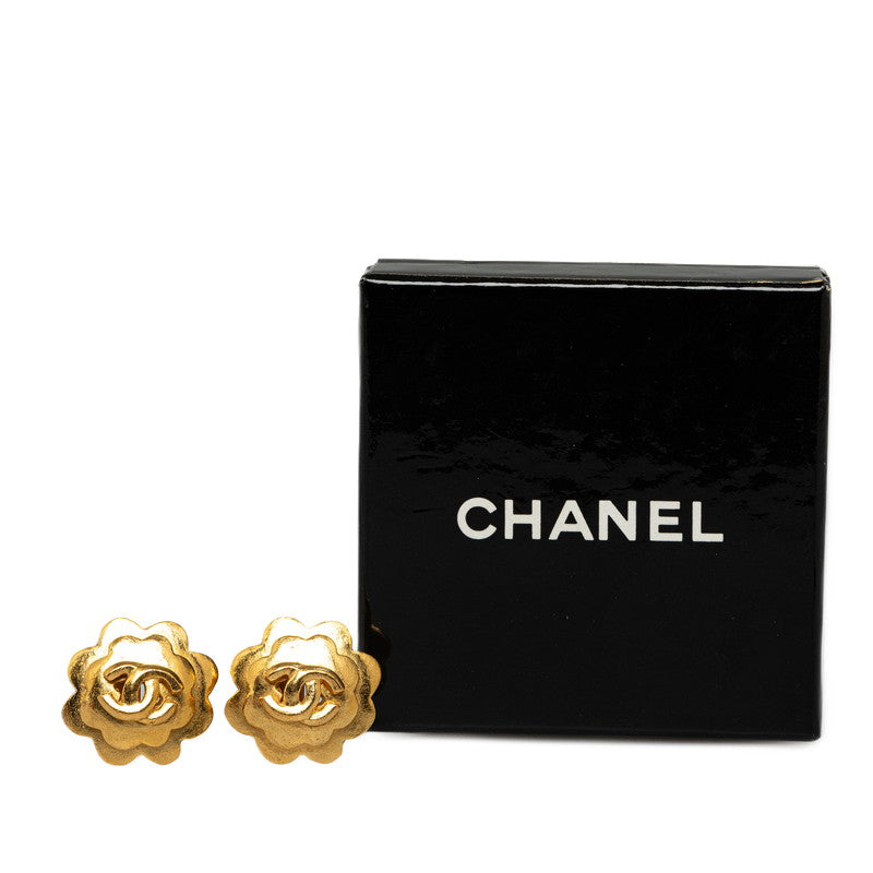 Chanel CC Flower Clip On Earrings Metal Earrings in Excellent condition