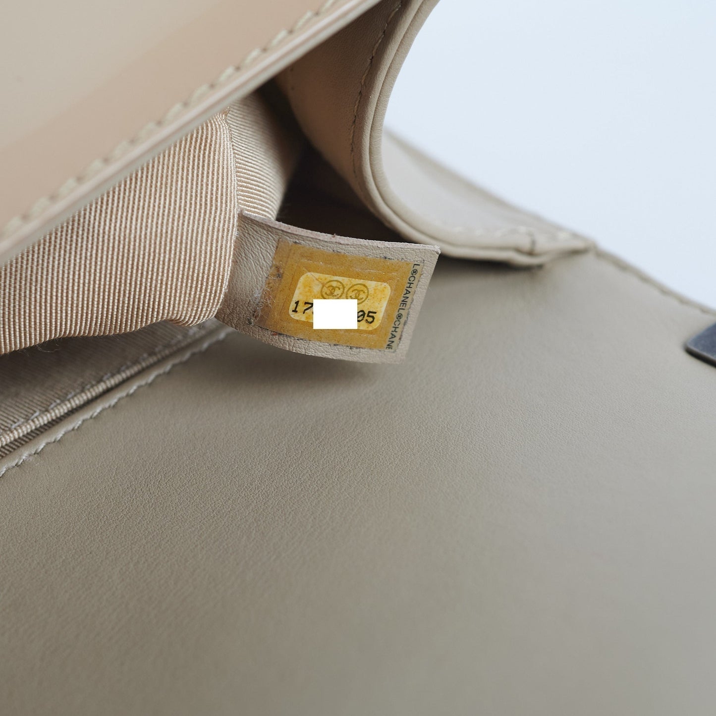 Chanel Old Medium Boy Patent Leather Beige
