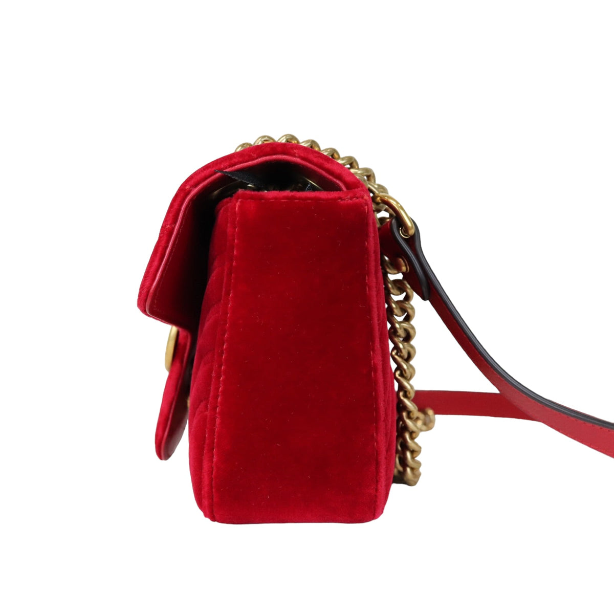 Gucci Mini Marmont Matelassé Velvet Red GHW
