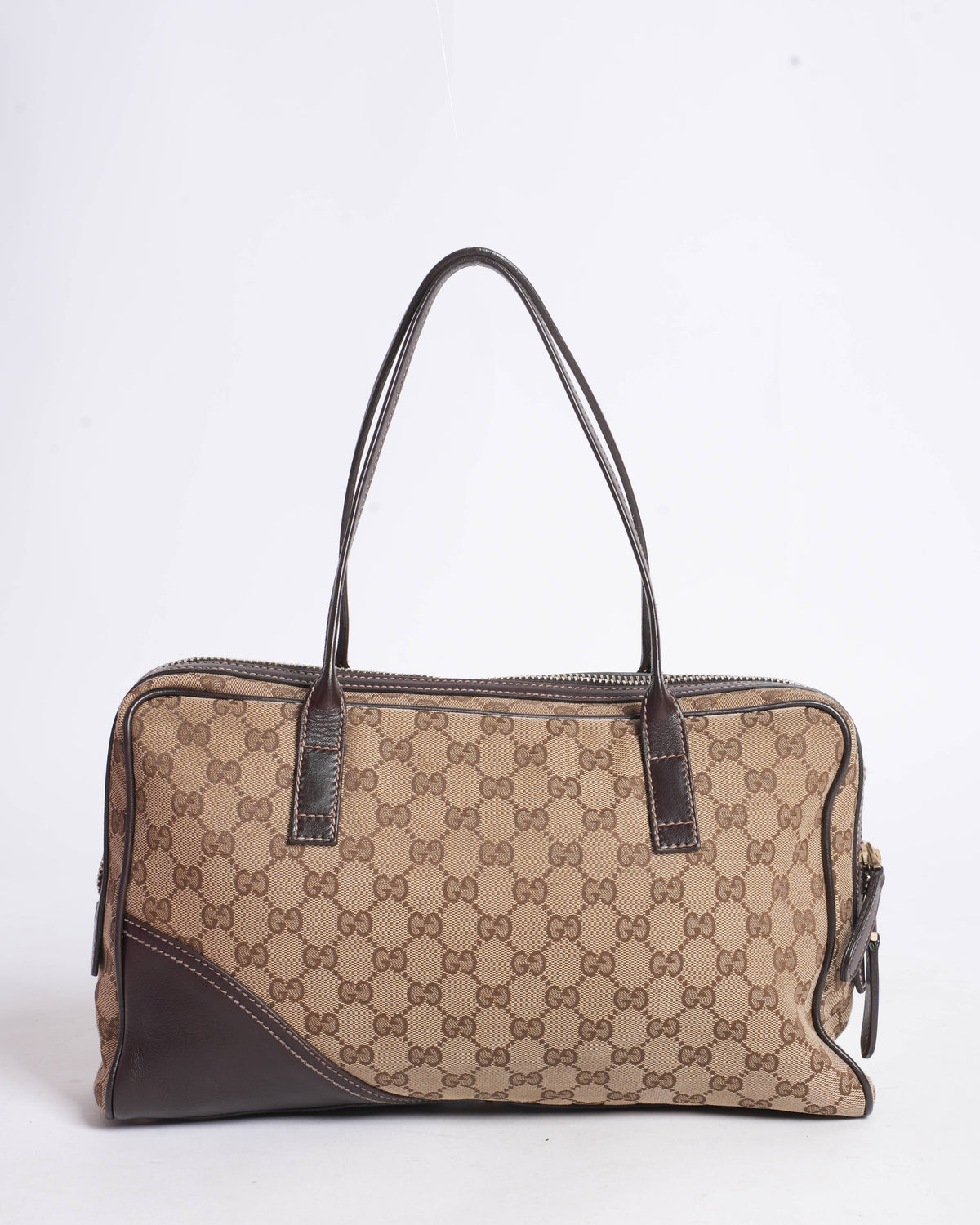 Gucci Monogram Britt Medium Boston Dark Brown Top Handle bag