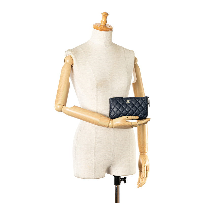 Chanel Quilted Caviar Makeup Pouch Leather Vanity Bag in Good condition