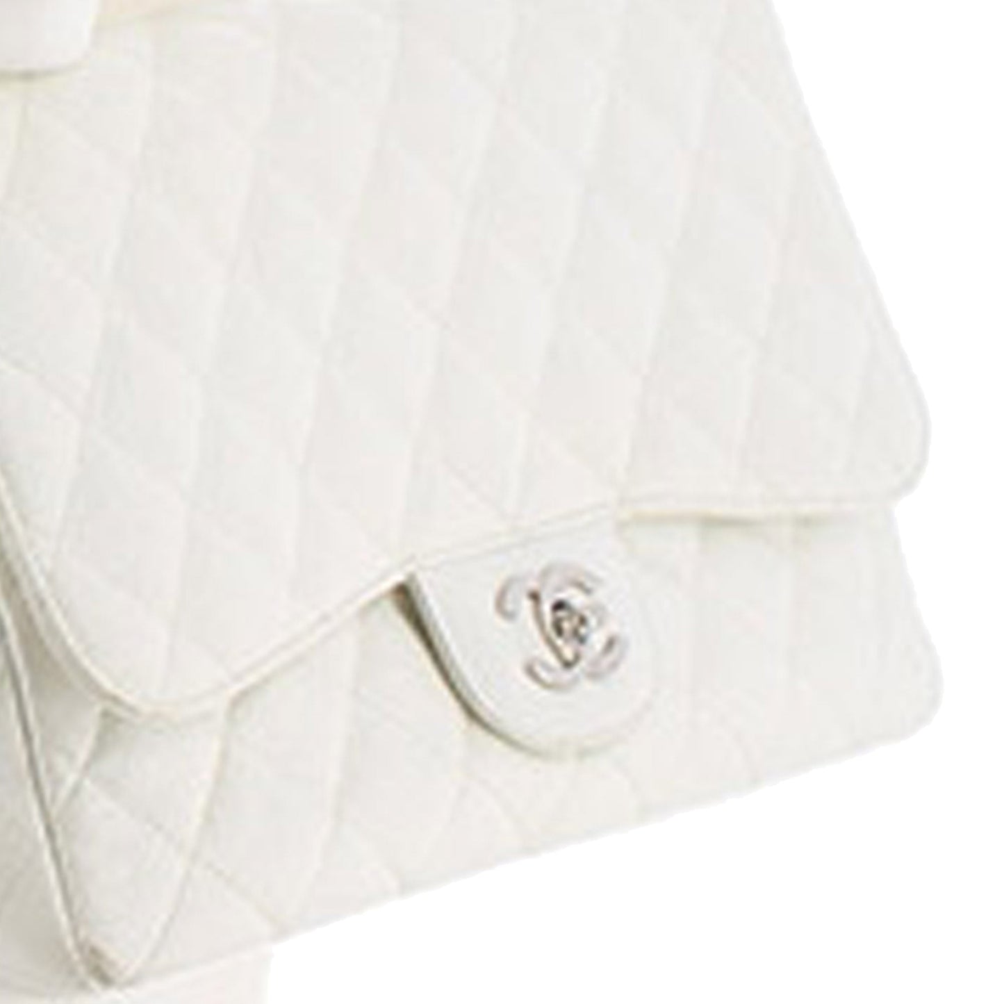 Jumbo Classic Caviar Leather Flap Bag in White with SHW