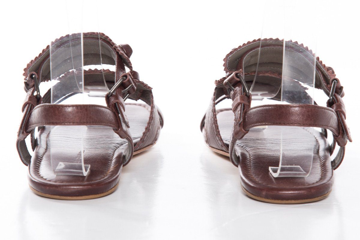 Balenciaga Brown Leather Arena Multistrap Sandals SZ 35.5
