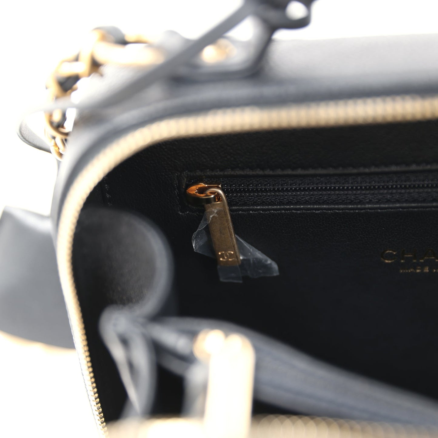 Chanel Medium CC Filigree Vanity Case Black Caviar Antique Gold Hardware