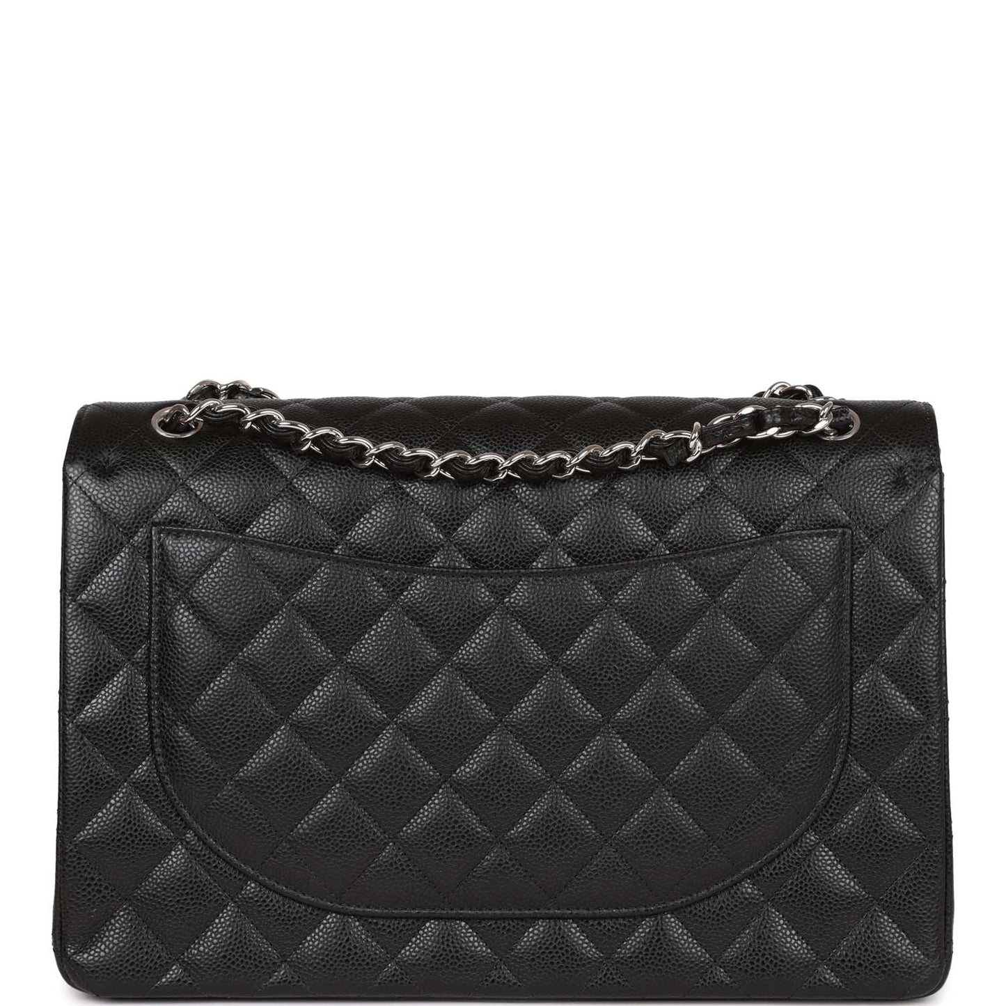 Chanel Maxi Classic Double Flap Bag Black Quilted Caviar Silver Hardware