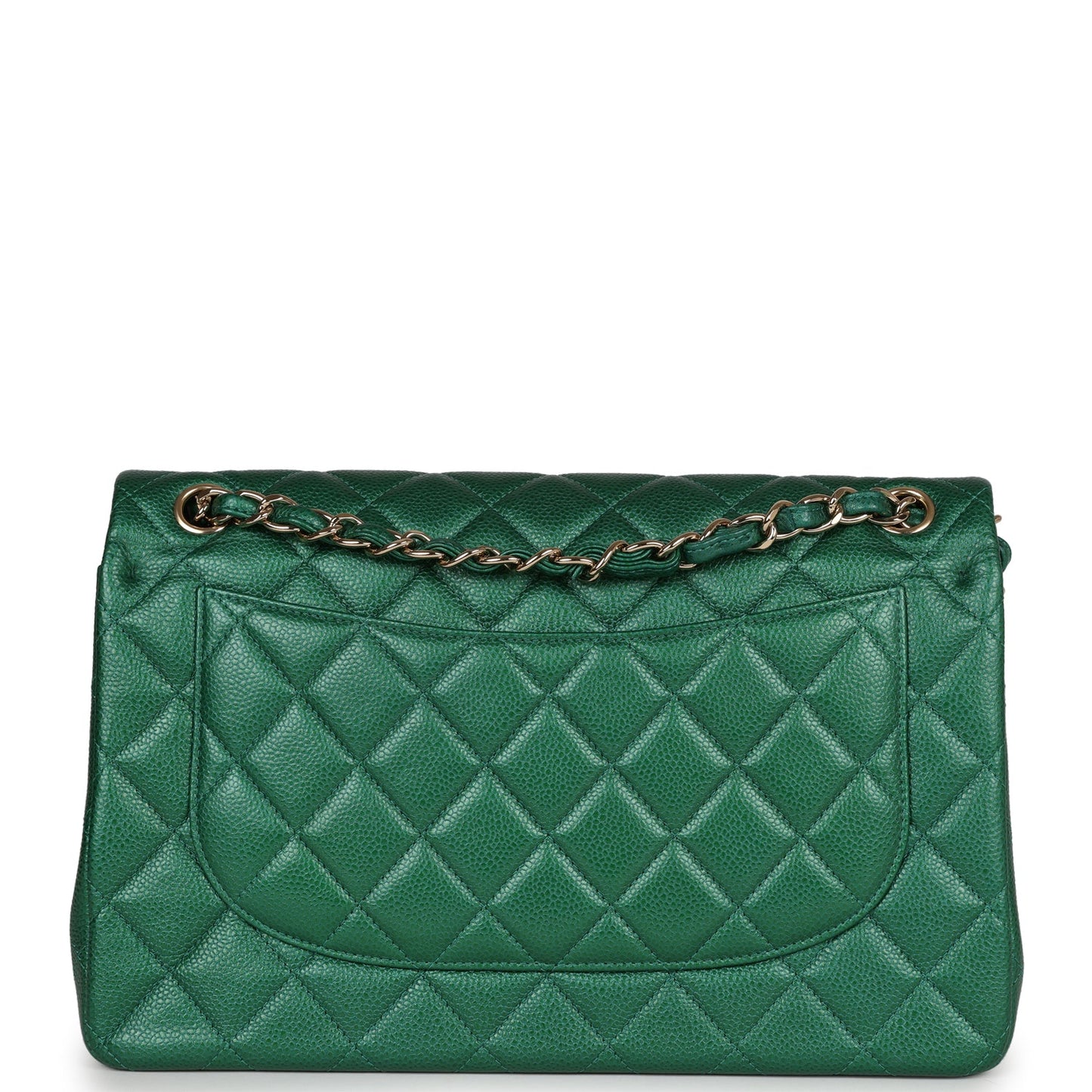 Chanel Jumbo Classic Double Flap Bag Emerald Green Caviar Light Gold Hardware