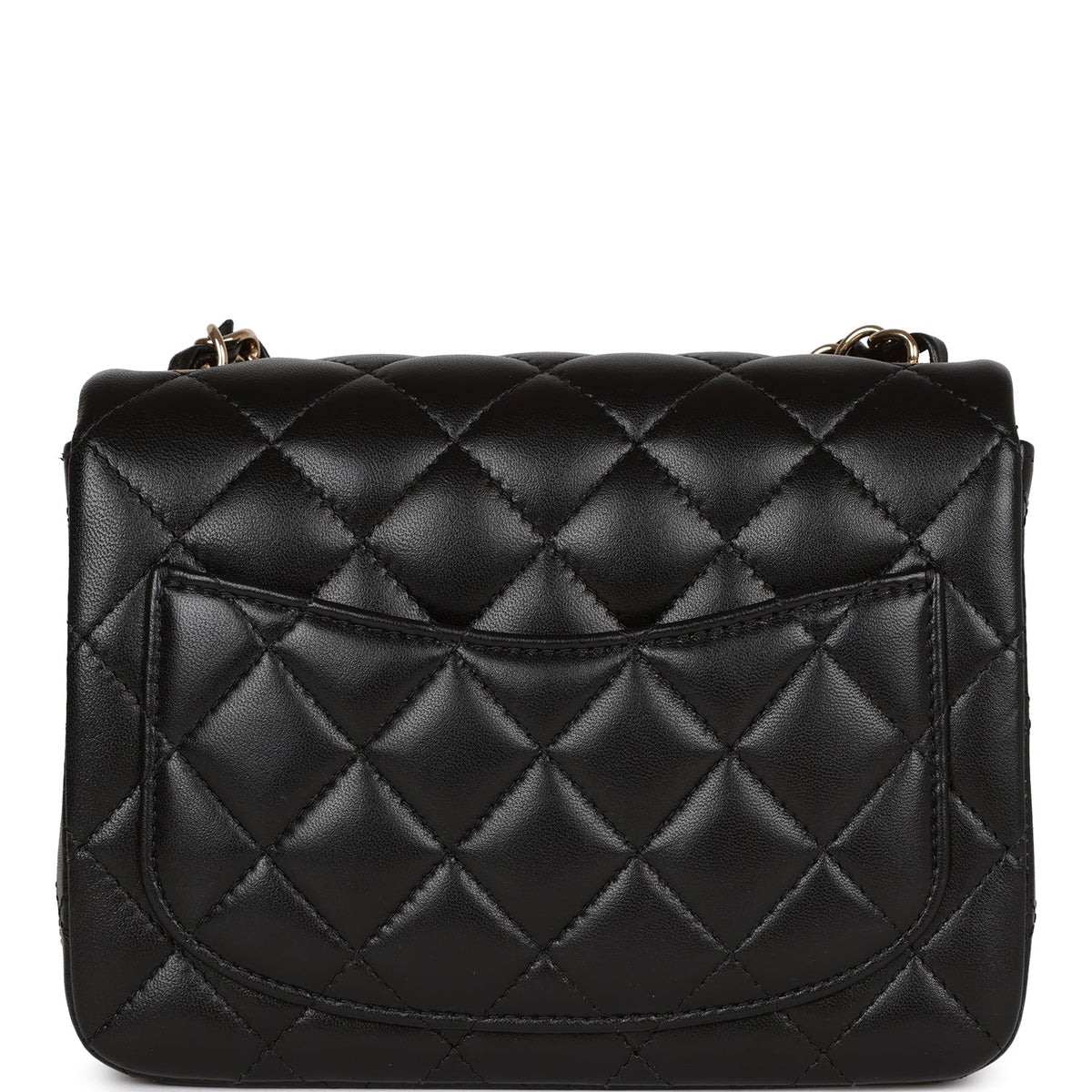 Chanel Mini Square Flap Bag Black Lambskin Light Gold Hardware