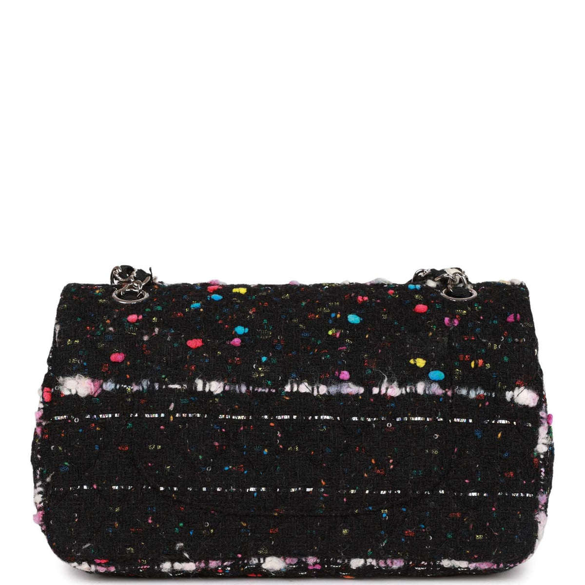 Chanel Medium Classic Double Flap Multicolor Tweed Silver Hardware