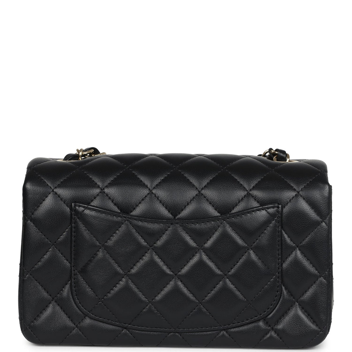 Chanel Mini Classic Rectangular Flap Bag Black Lambskin Light Gold Hardware