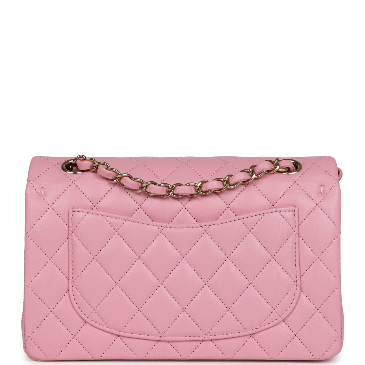 Chanel Small Classic Double Flap Dark Pink Lambskin Light Gold Hardware