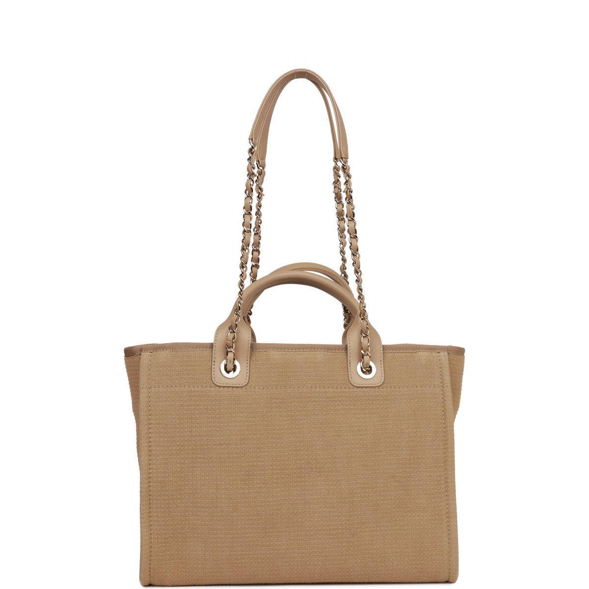 Chanel Small Deauville Shopping Bag Beige Boucle Light Gold Hardware