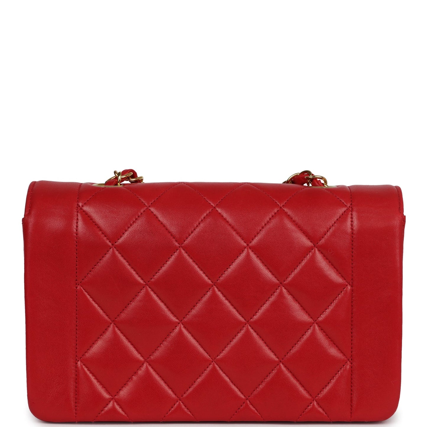 Vintage Chanel Small Diana Flap Bag Red Lambskin Gold Hardware