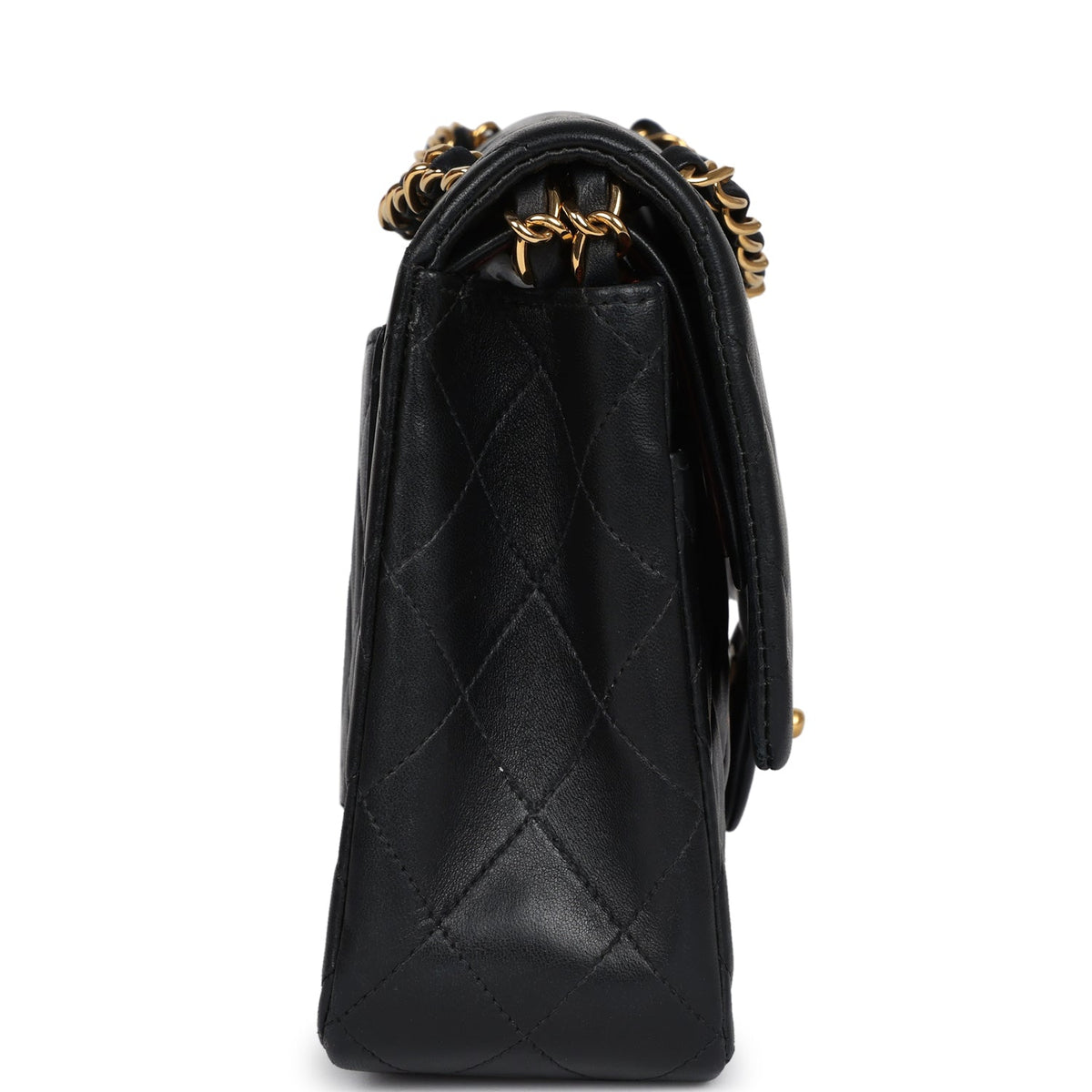 Vintage Chanel Medium Classic Double Flap Bag Black Lambskin Gold Hardware
