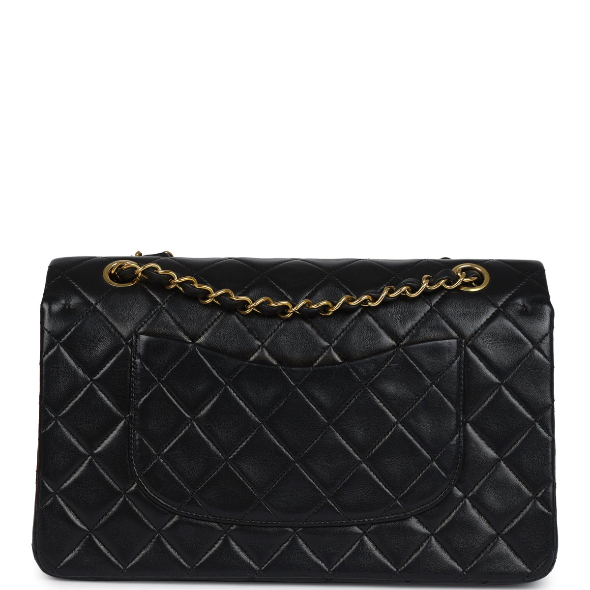 Vintage Chanel Medium Classic Double Flap Bag Black Lambskin Gold Hardware