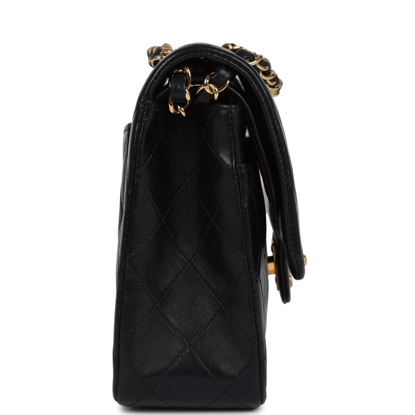 Vintage Chanel Medium Classic Double Flap Bag Black Lambskin Gold Hardware
