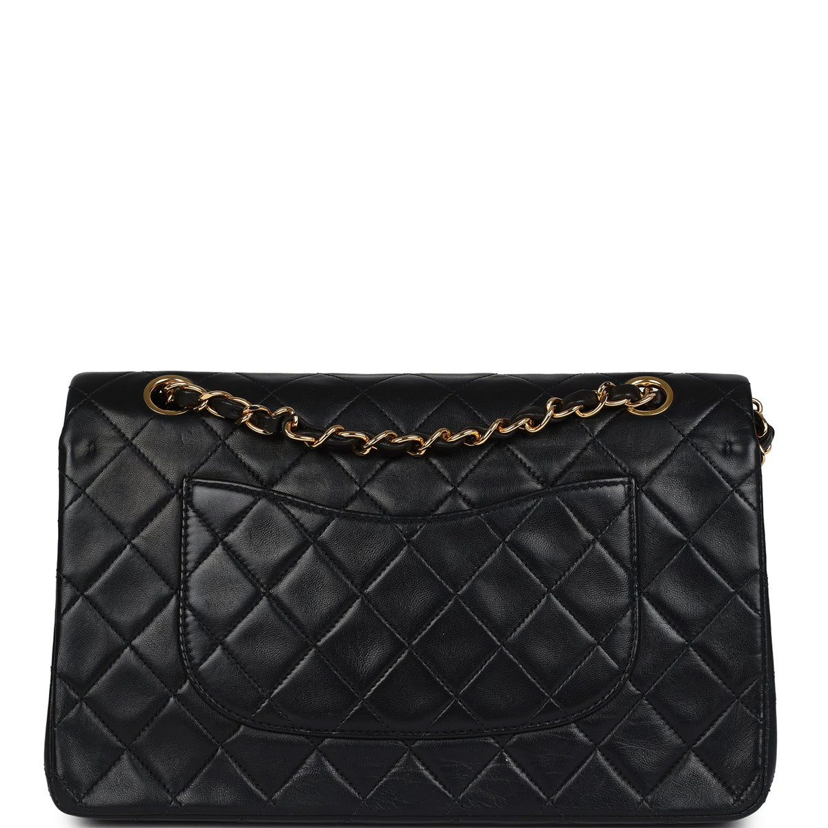 Vintage Chanel Medium Classic Double Flap Bag Black Lambskin Gold Hardware