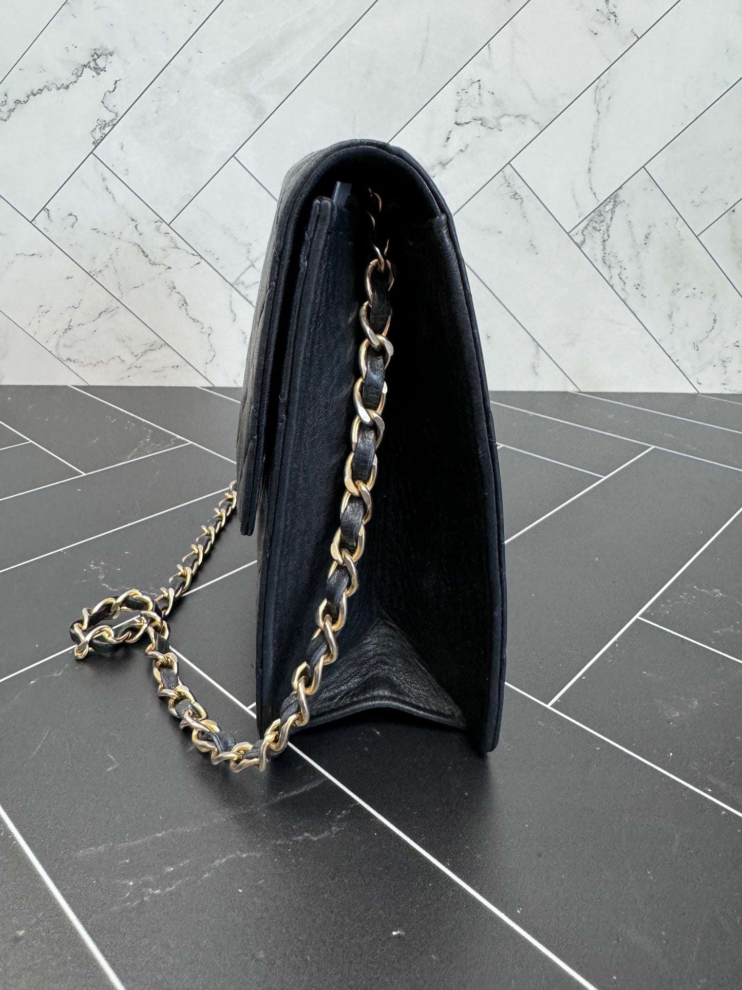 Chanel Vintage Black Lambskin Medium Single Flap