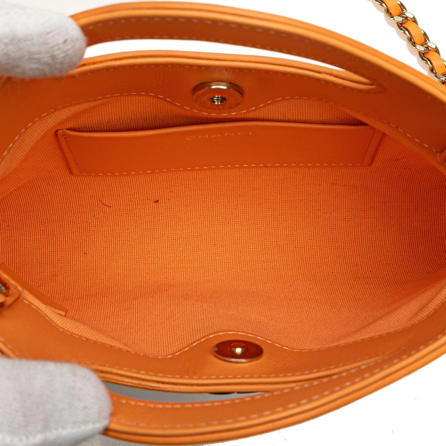 Orange Chanel Nano Shiny Crumpled Calfskin 31 Shopping Bag Satchel