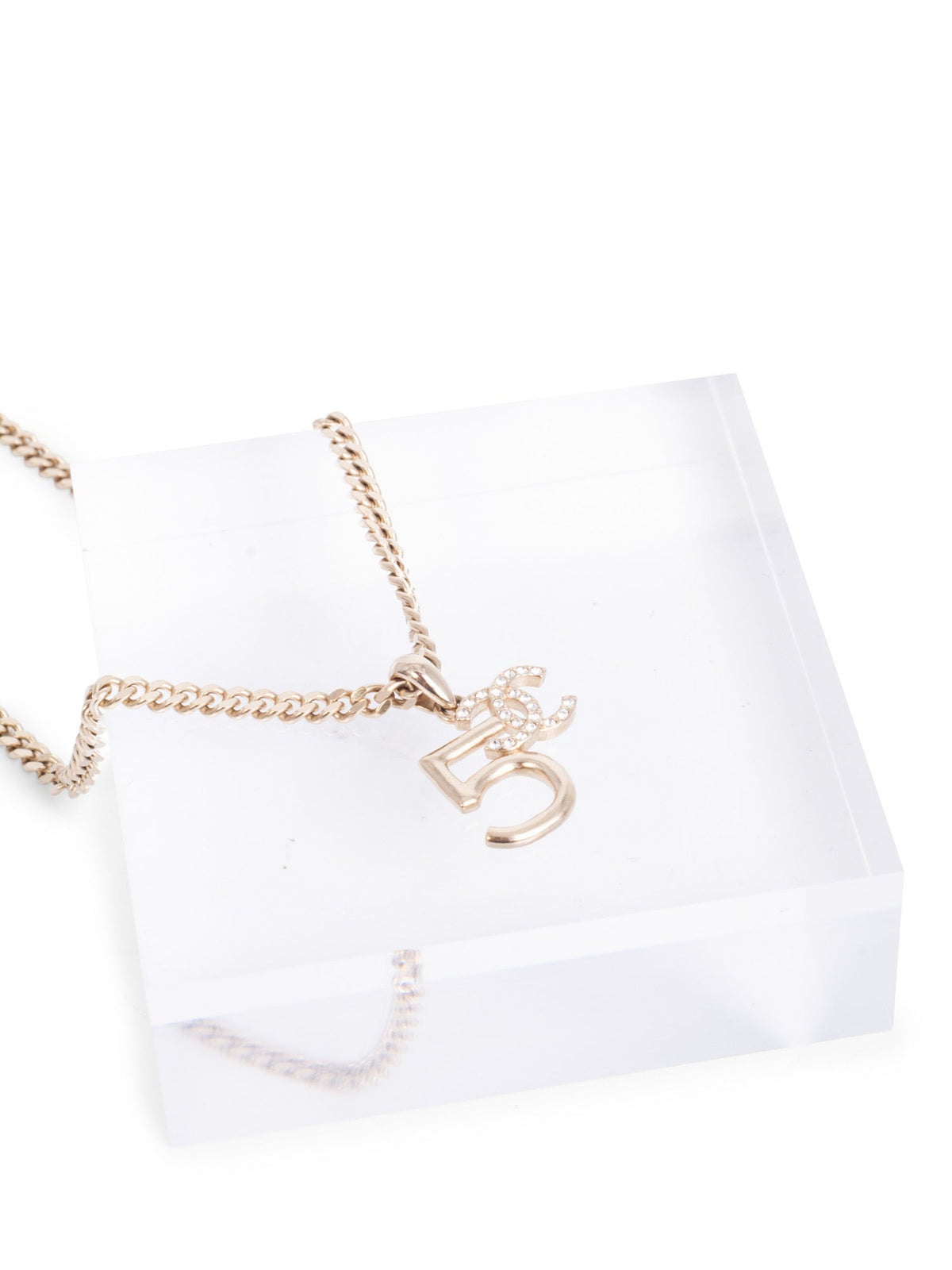 Chanel CC Logo Charm Necklace Gold