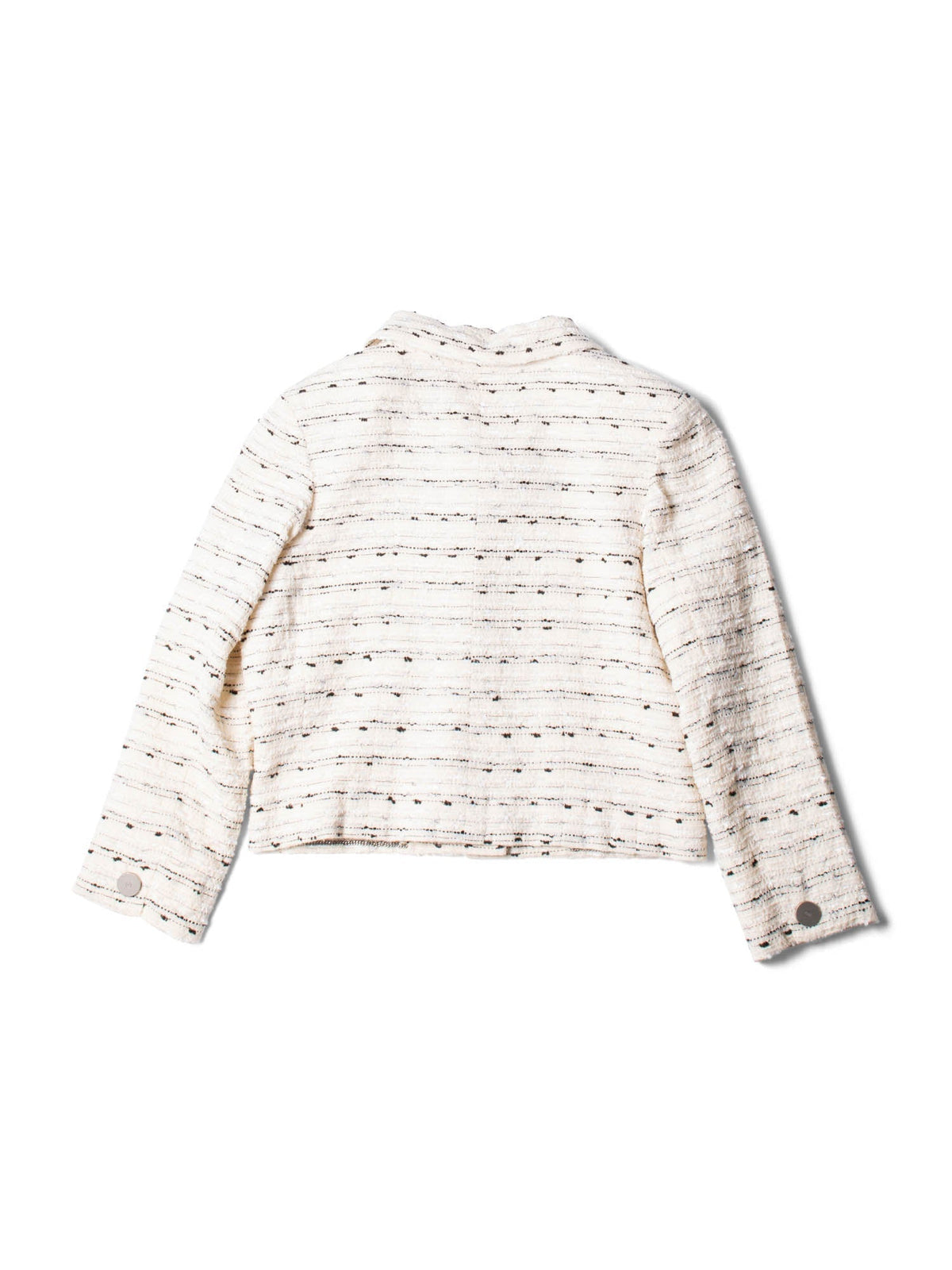 Chanel CC Logo Lurex Tweed Cropped Jacket Ivory Black