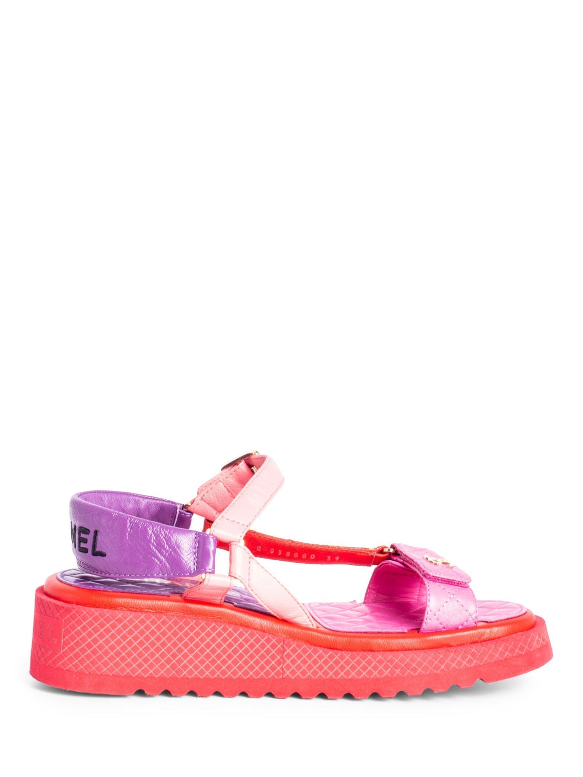 Chanel CC Logo Quilted Leather Platform Sandals Multicolor