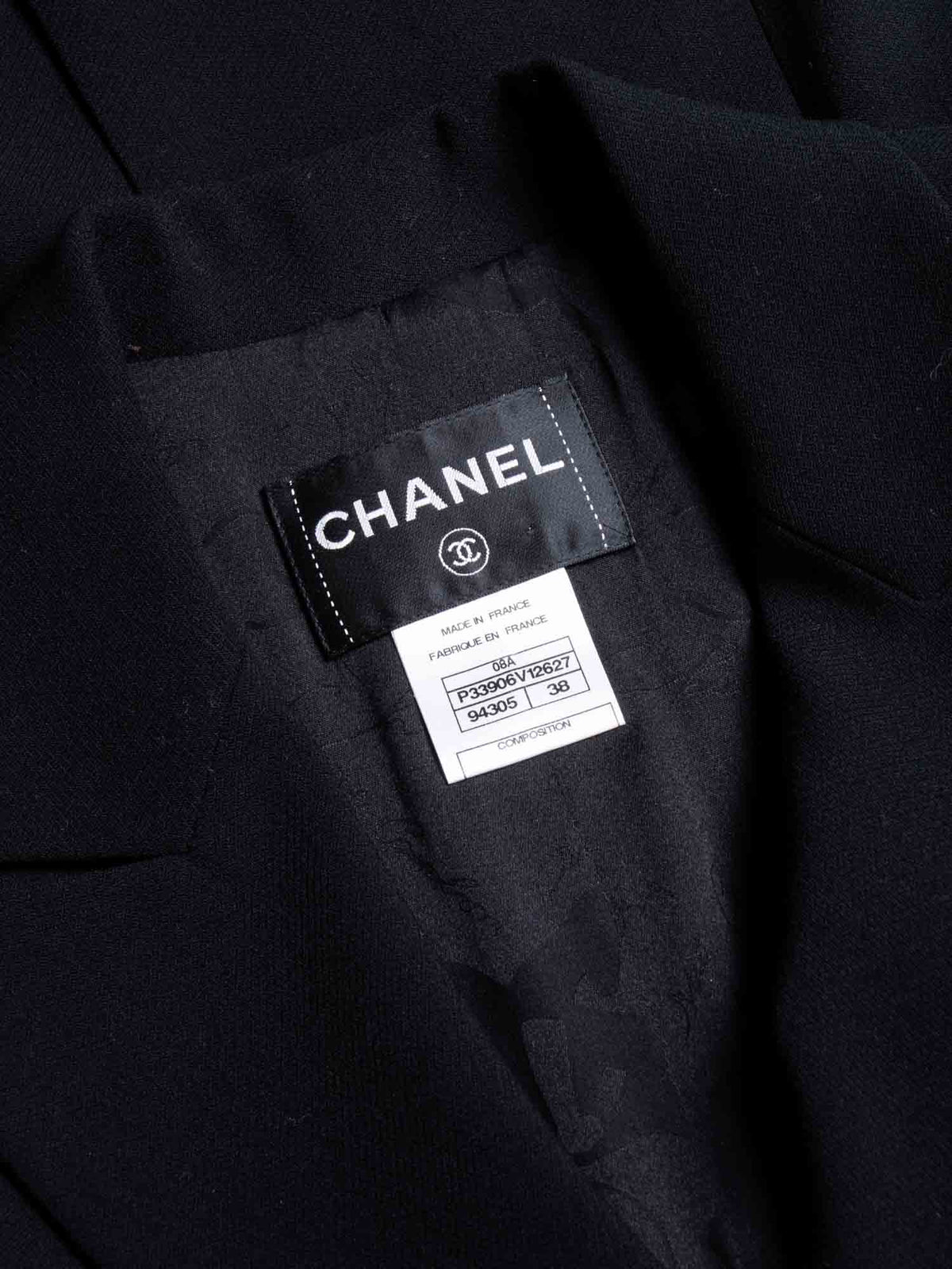 Chanel CC Logo Wool Tweed Fitted Jacket Black