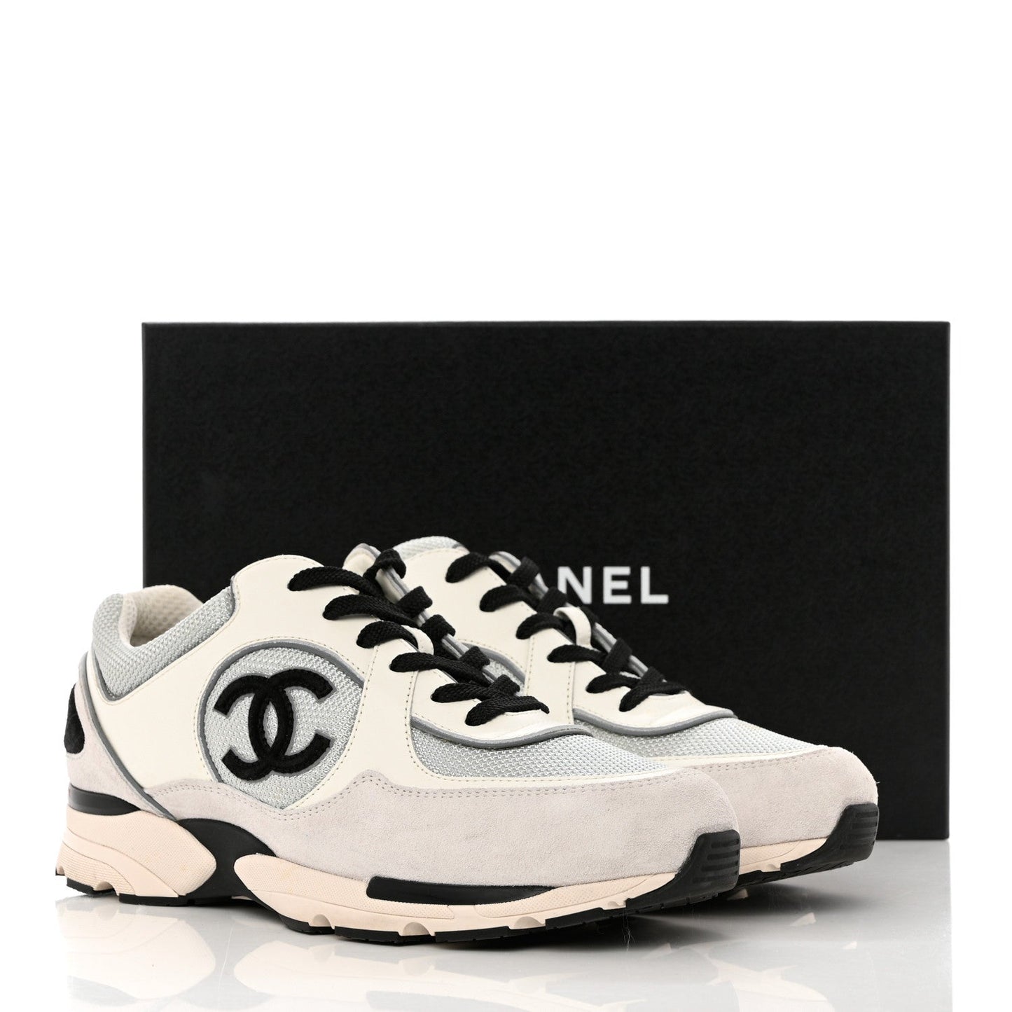 CHANEL CC MESH CALFSKIN SUEDE 22S SNEAKERS