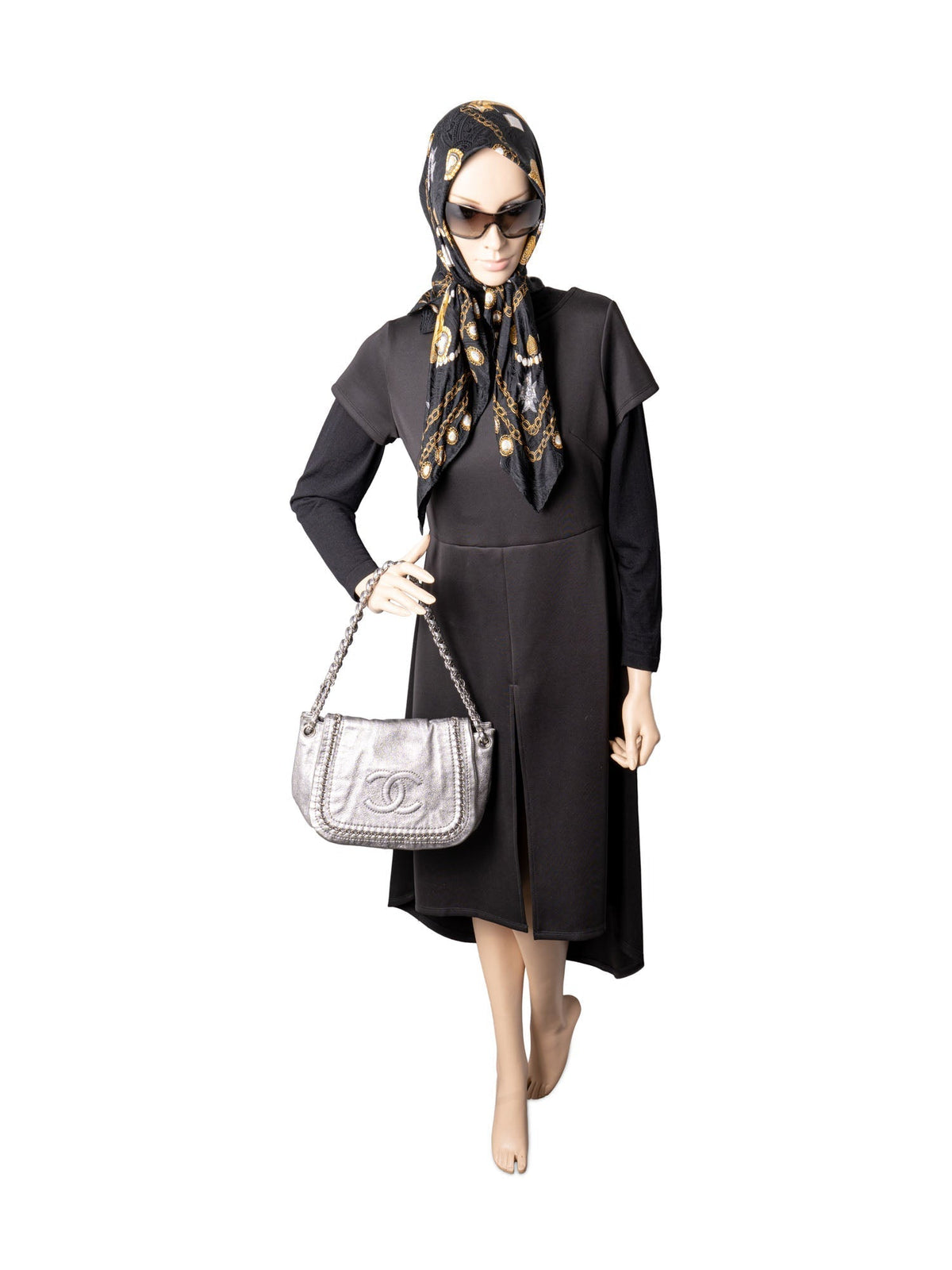 Chanel Leather Chain Around Flap Bag Silver