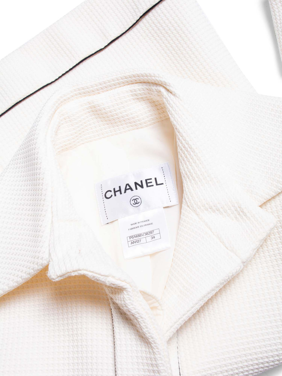 Chanel Logo Cotton Tweed Jacket White Black