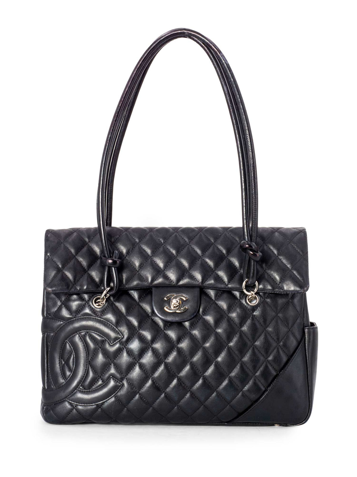 Chanel Quilted Leather CC Flap Maxi Bag Black