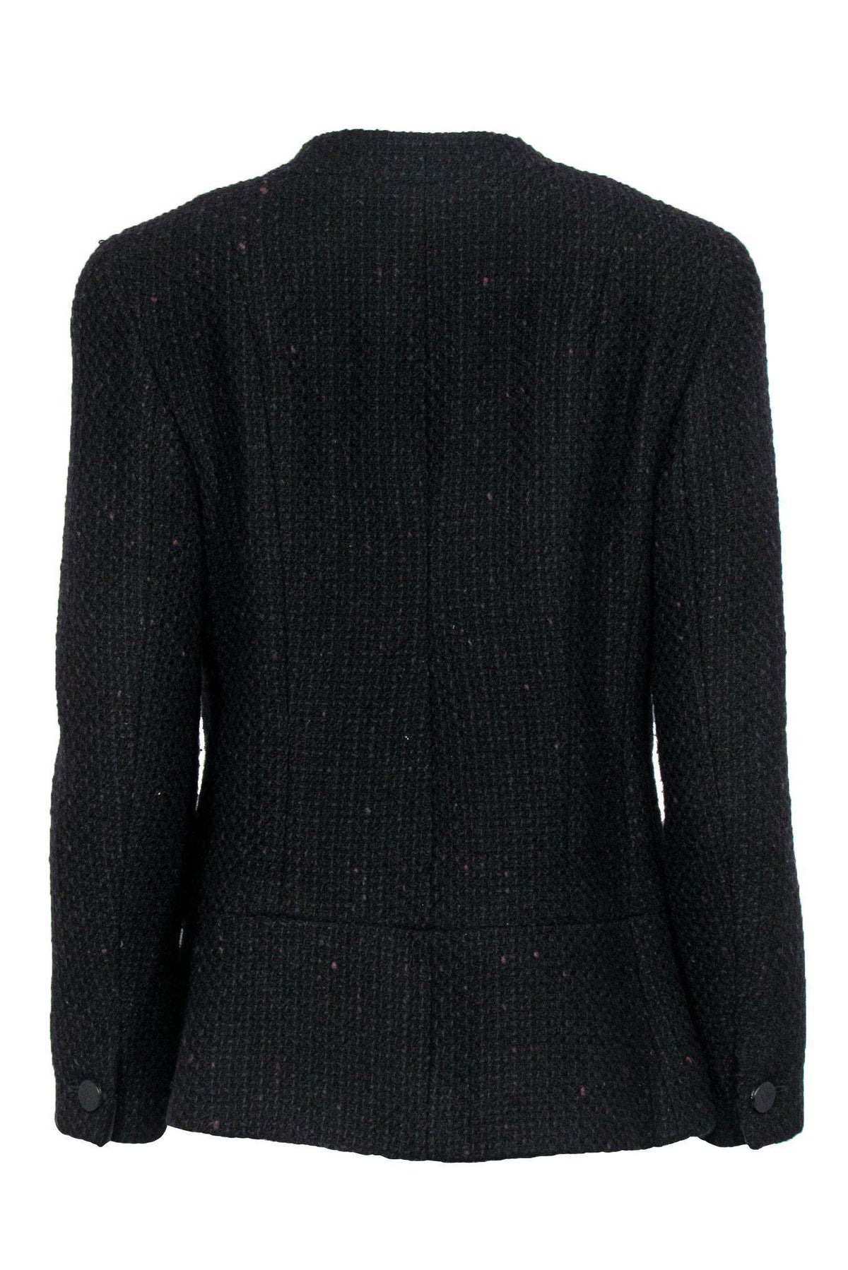 Chanel - Black & Red Woven Tweed Button Front Jacket Sz