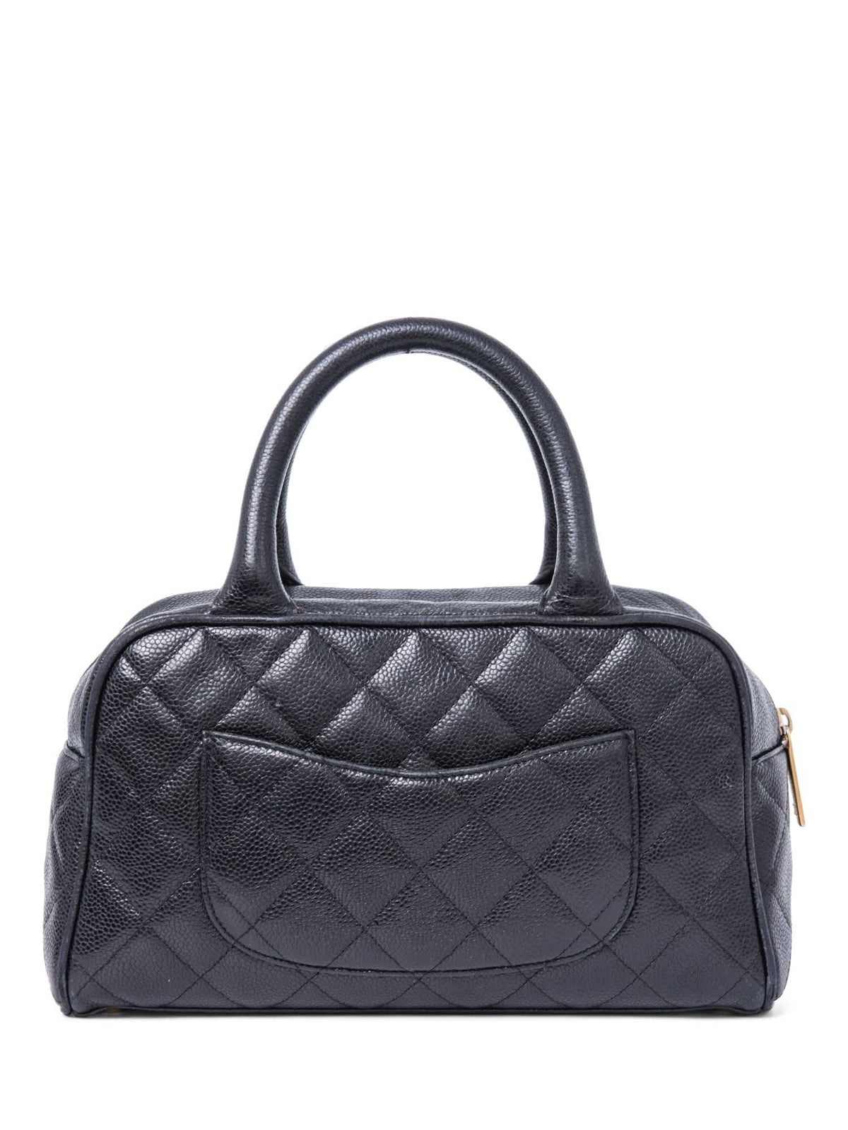 Chanel CC Logo Caviar Leather Mini Boston Bag Black