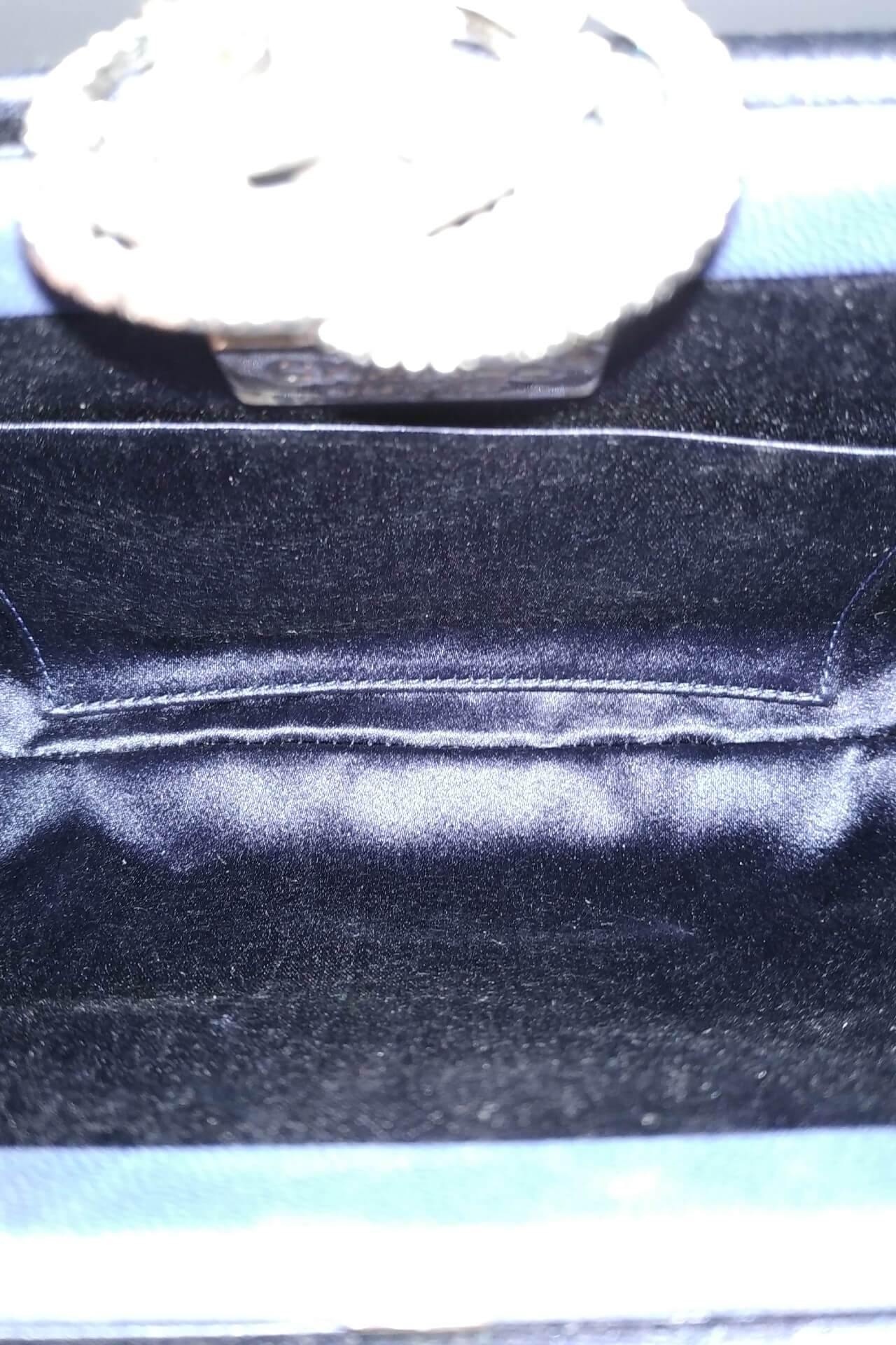 Satin Camellia Clutch Blue