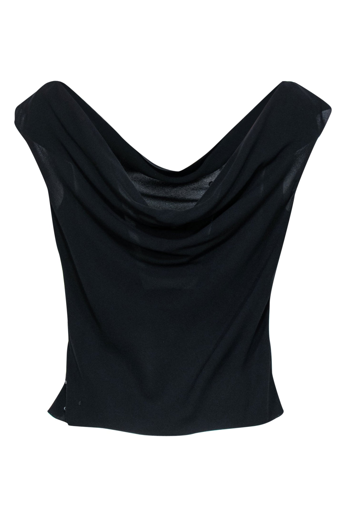 Chanel - Vintage Black Silk Cowl Neck Tank w/ Beaded Design Sz
