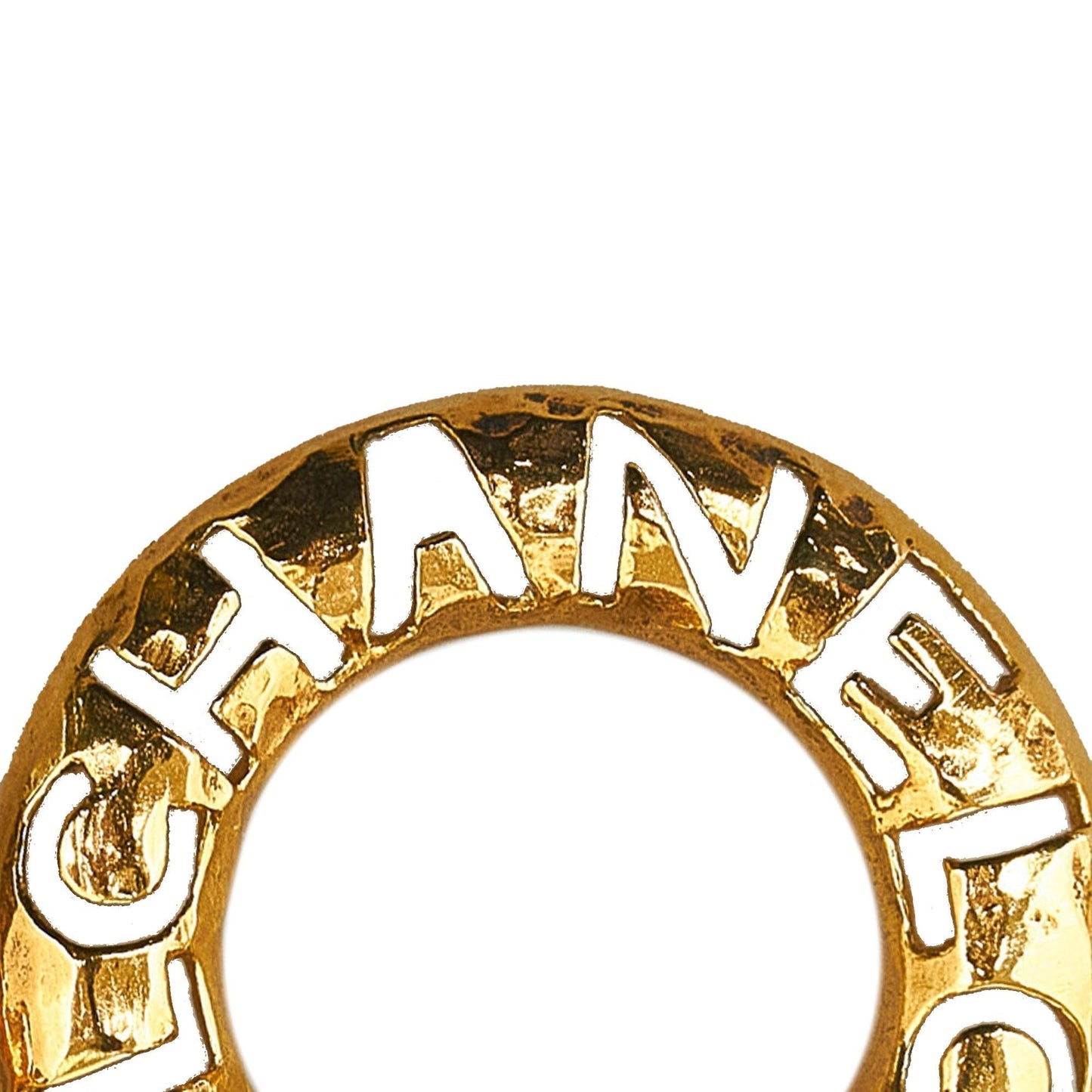 Chanel Vintage Cut-Out Logo Ring Drop Clip-On Earrings
